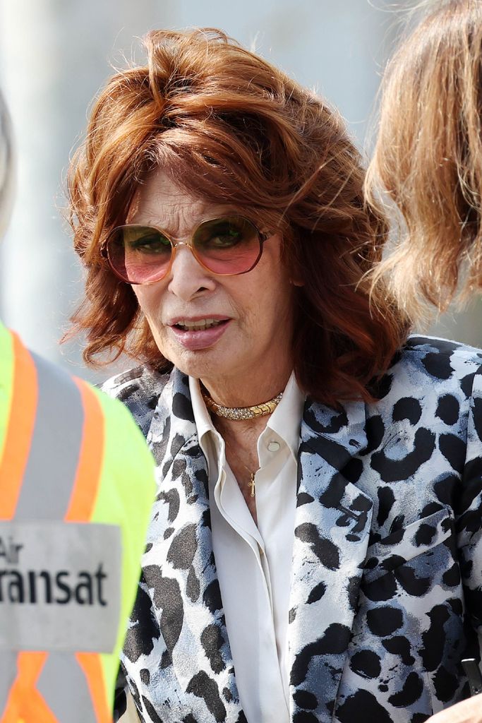 Sophia Loren is seen arriving at Marco Polo Airport 