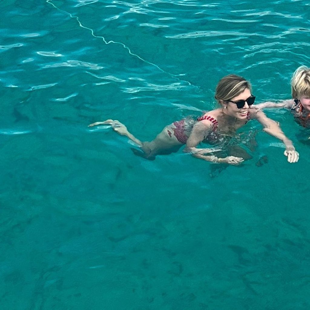 Carrie Johnson swimming with eldest son Wilf