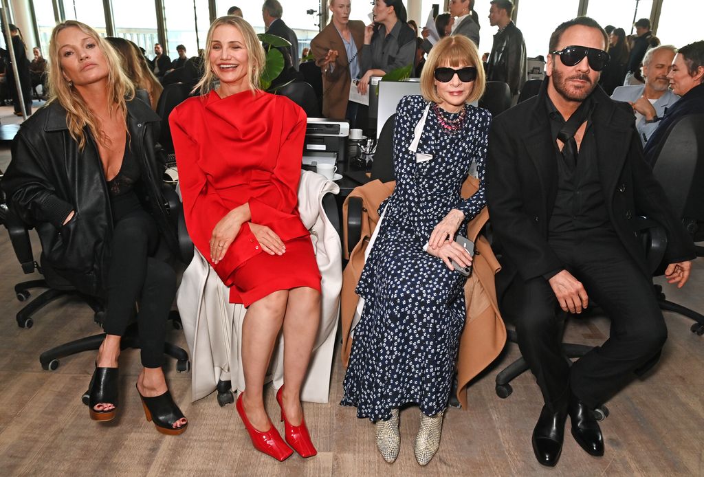 Kate Moss, Cameron Diaz, Dame Anna Wintour and Tom Ford attend the Stella McCartney WI25 show during Paris Fashion Week on March 5, 2025 in Paris, France