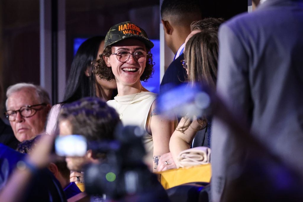 Kamala Harris's stepdaughter Ella Emhoff smiles during the first day of the Democratic National Convention 