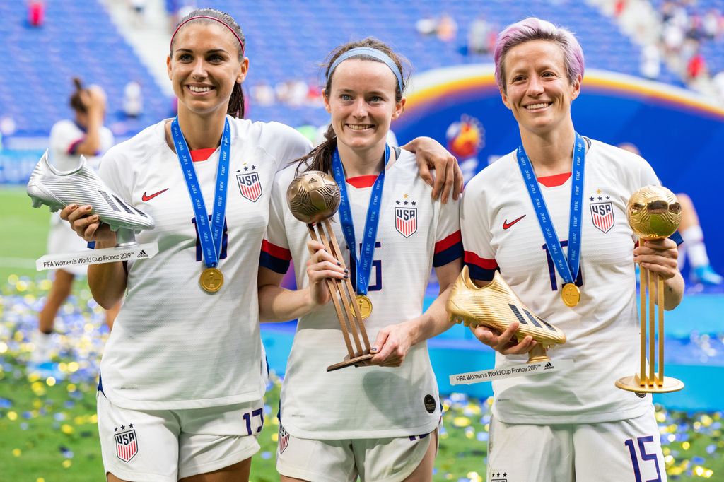 Alex Morgan, Rose Lavelle and Megan Rapinoe at the 2019 FIFA Women's World Cup.
