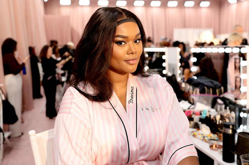 Precious Lee prepares backstage at the Victoria's Secret Fashion Show 2025 on October 15, 2025 in New York City