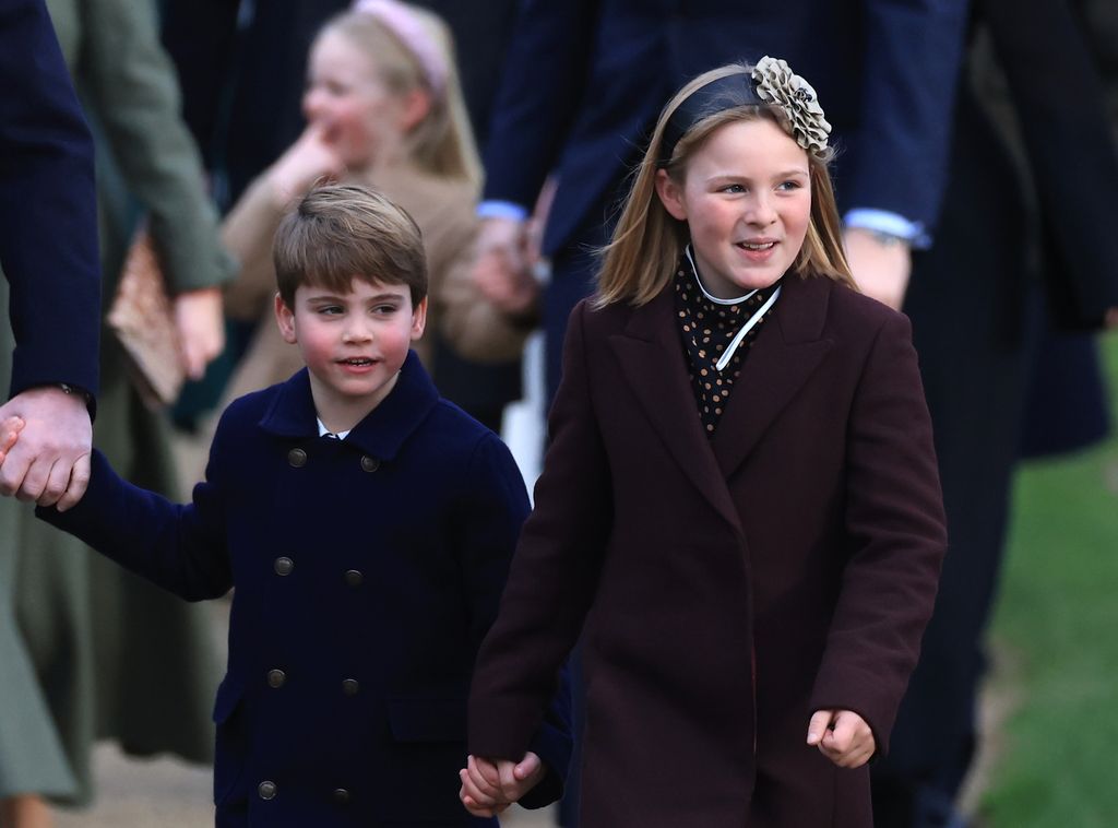 Prince Louis pictured with Zara and Mike's eldest daughter, Mia 