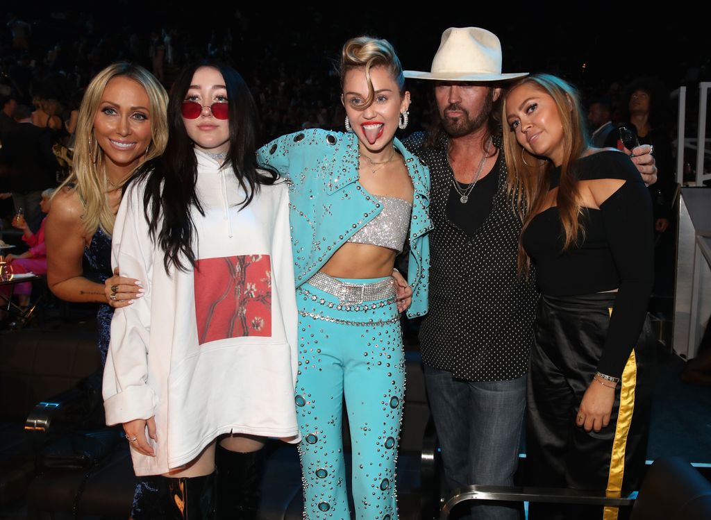 Tish Cyrus, Noah Cyrus, Miley Cyrus, Billy Ray Cyrus and Brandi Cyrus attend the 2017 MTV Video Music Awards at The Forum on August 27, 2017 in Inglewood, California