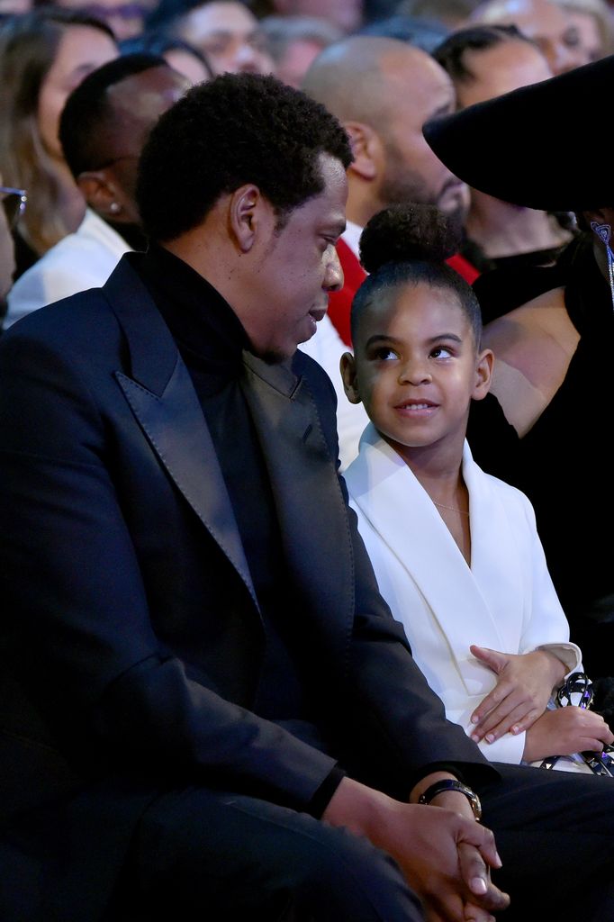 Recording artist Jay-Z and Blue Ivy Carter attend the 60th Annual GRAMMY Awards at Madison Square Garden on January 28, 2018 in New York City