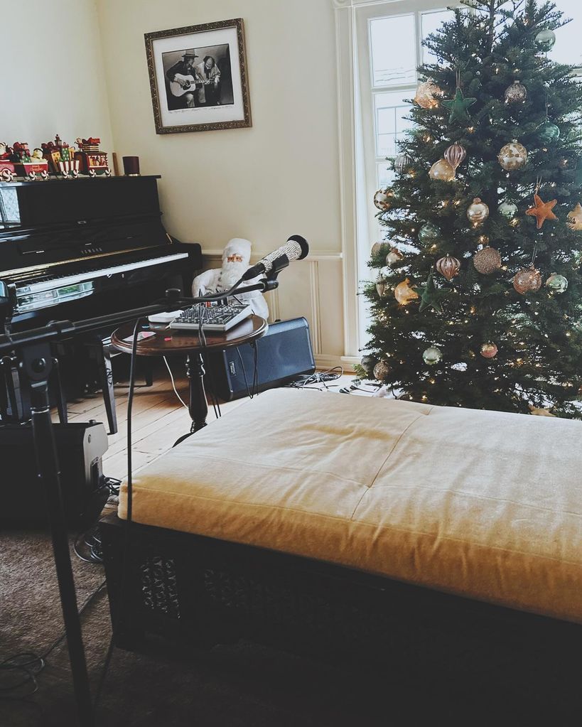 Kate's music room with christmas tree