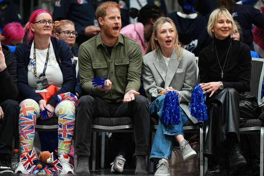 Clare Price, the Duke of Sussex, watch the sitting volleyball at Vancouver Convention Centre (VCC), at the 2025 Invictus Games 