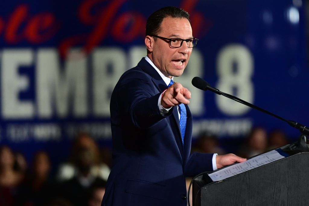 Democratic gubernatorial nominee Josh Shapiro gives a victory speech to supporters at the Greater Philadelphia Expo Center on November 8, 2022 in Oaks, Pennsylvania