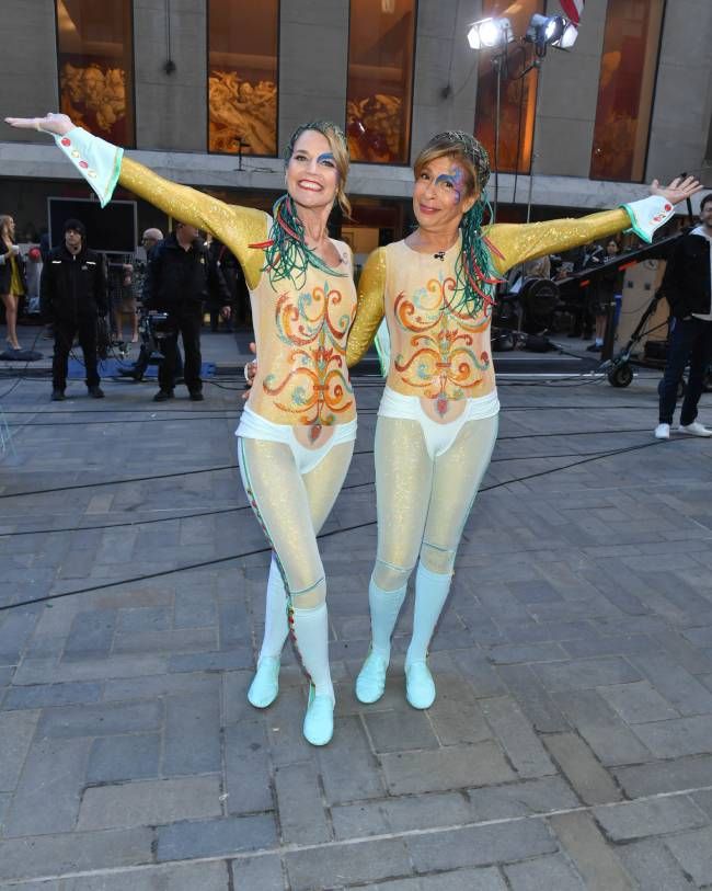 Hoda Kotb and Savannah Guthrie Today Show dressed up as Cirque du Soleil dancers