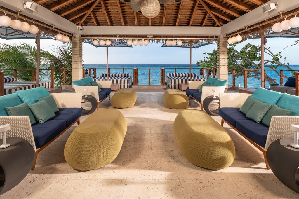 Sandals Dunn's River rooftop bar by beach