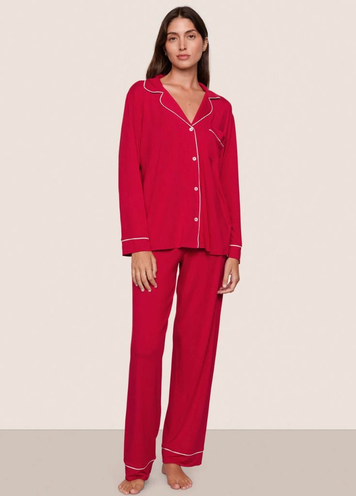 Eberjey Gisele TENCEL™ Modal Long PJ Set In Holly Red