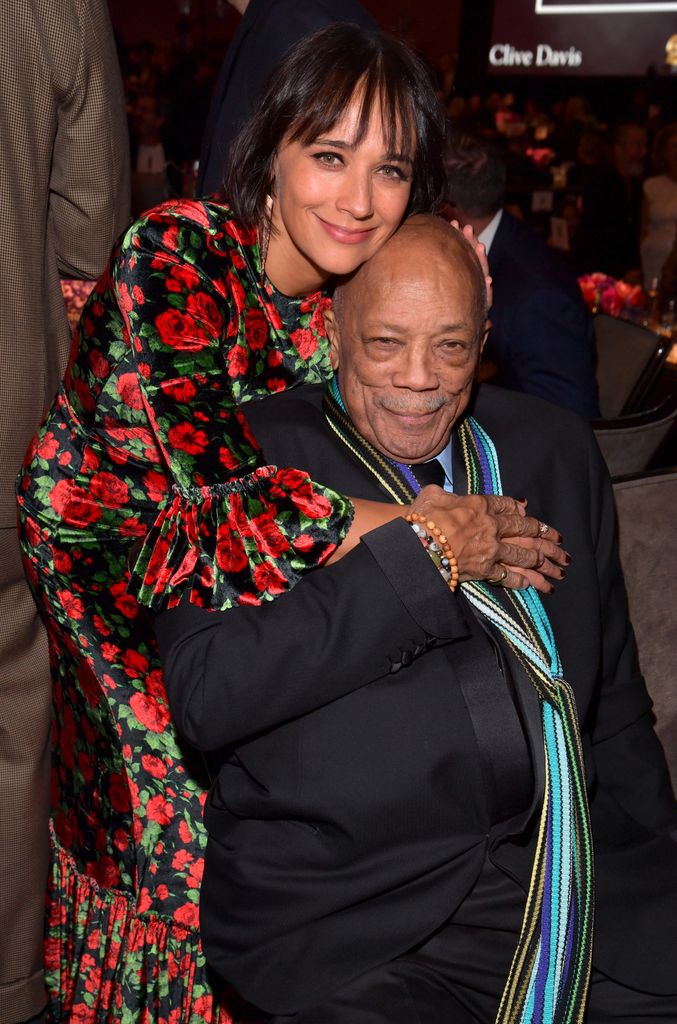 Rashida Jones and Quincy Jones attend the Pre-GRAMMY Gala and GRAMMY Salute to Industry Icons Honoring Sean "Diddy" Combs on January 25, 2020 in Beverly Hills, California