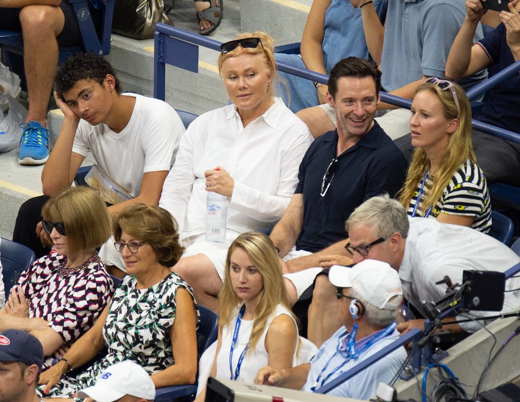 photo of oscar jackman deborra-lee furness and hugh jackman at us open