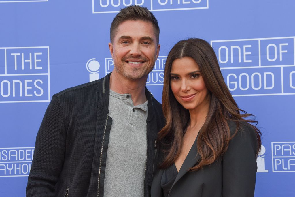 Eric Winter and Roselyn Sanchez attend the opening night performance of "One Of The Good Ones" at Pasadena Playhouse on March 17, 2024 in Pasadena, California