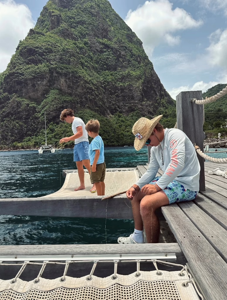 Photo shared by Joanna Gaines on Instagram August 2024 of a family vacation to St. Lucia with her husband Chip Gaines and their five kids