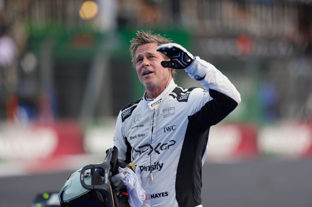 Brad Pitt, actor, attends the Mexico City Grand Prix Qualifying event at the Autodromo Hnos. Rodriguez in Mexico City, Mexico, on October 26, 2024.