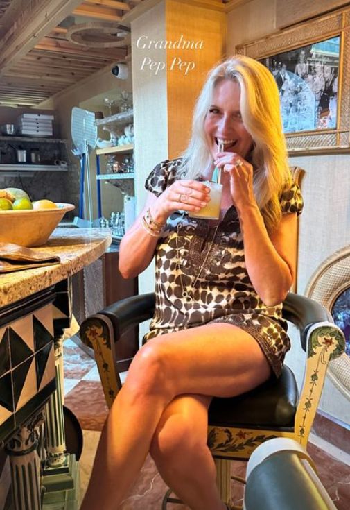 Penny Lancaster with a drink