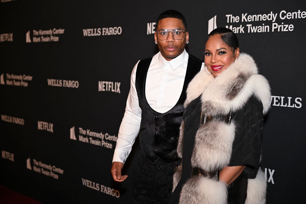Nelly and Ashanti arrive for the 25th Annual Mark Twain Prize For American Humor at the John F. Kennedy Center for the Performing Arts in Washington, DC, on March 24, 2024