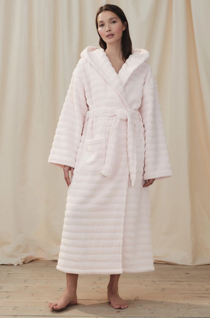 white company dressing gown