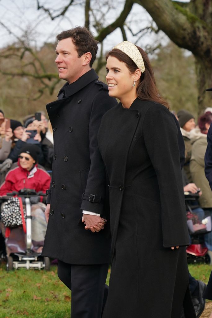 Jack Brooksbank and Princess Eugenie attending the Christmas Day morning church service at St Mary Magdalene Church in Sandringham, Norfolk.