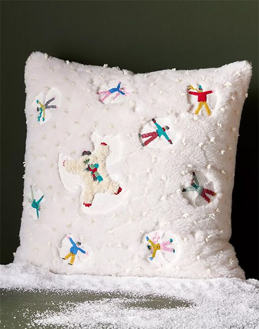 Anthropologie Christmas snow cushion