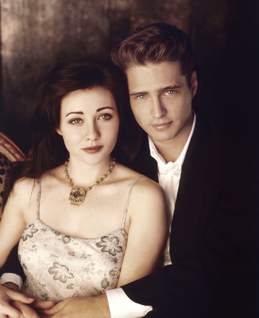 Actors Shannen Doherty and Jason Priestly, Los Angeles, California, October 1993.