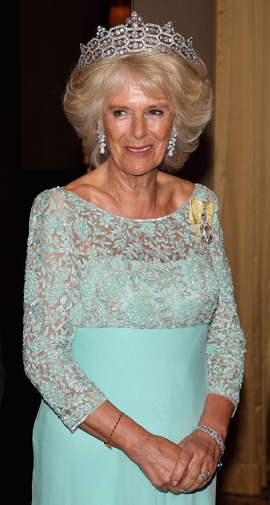 Queen Consort Camilla wearing a tiara in Sri Lanka 2013