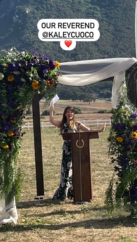 Kaley Cuoco officiating a friend's wedding as seen on Instagram