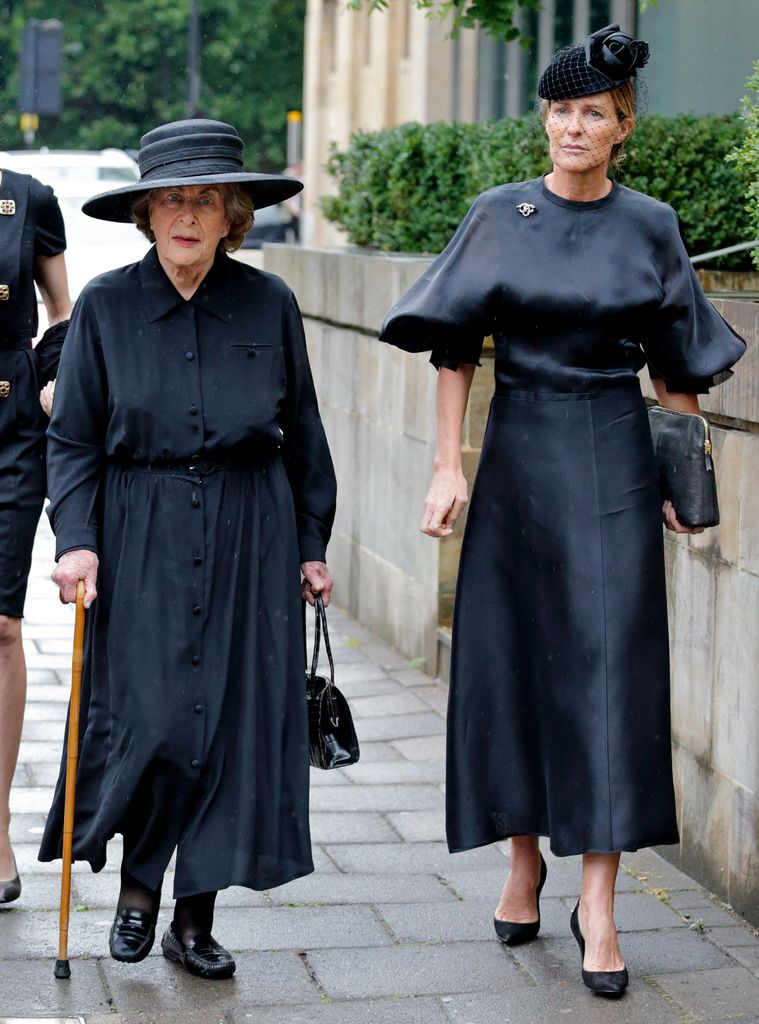 Lady Pamela Hicks and India Hicks attending a funeral in 2017 
