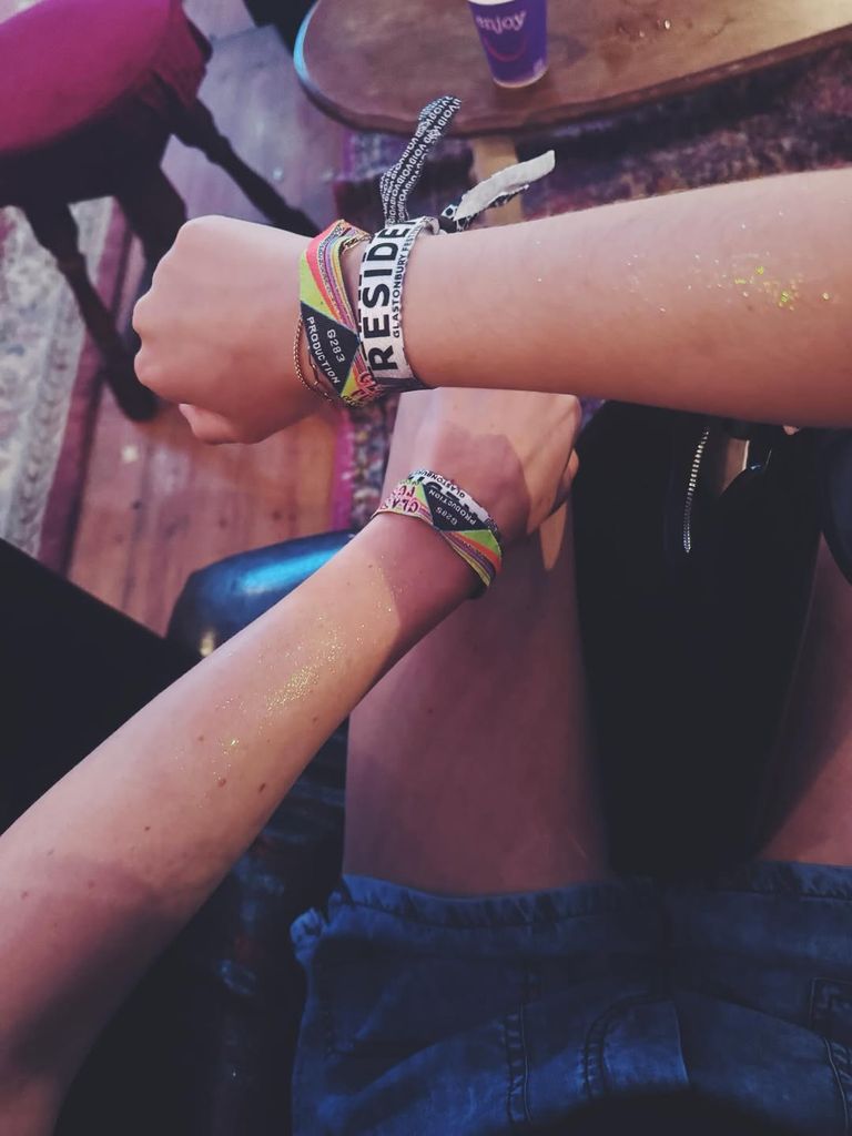 Sunday Rose Kidman-Urban shares a photo of her and her friend's Glastonbury Festival wristbands on Instagram