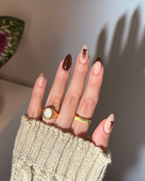 beige and brown nail manicure idea