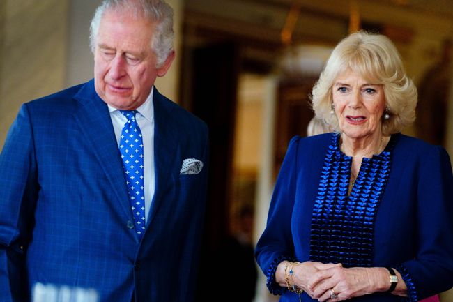 Camilla and Charles wearing blue