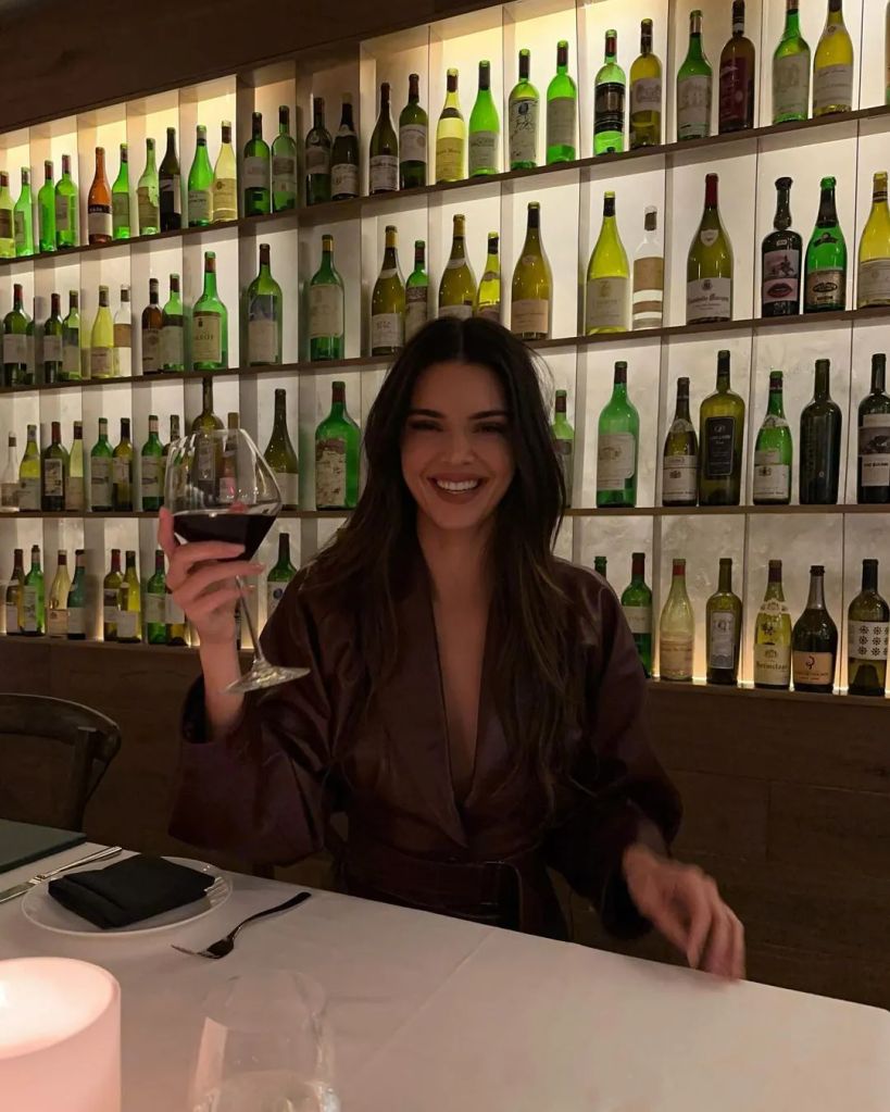 Kendall Jenner shares a picture of herself enjoying a glass of wine