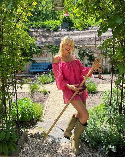 christie brinkley garden outfit pink dress