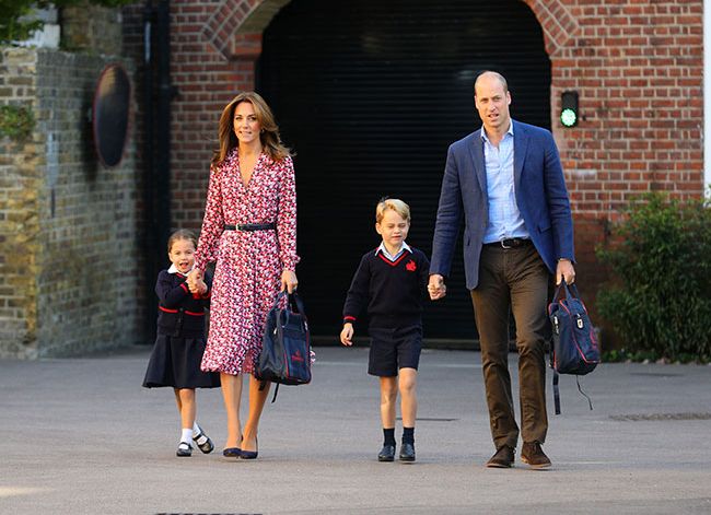 Kate William and George on Charlotte first day of school