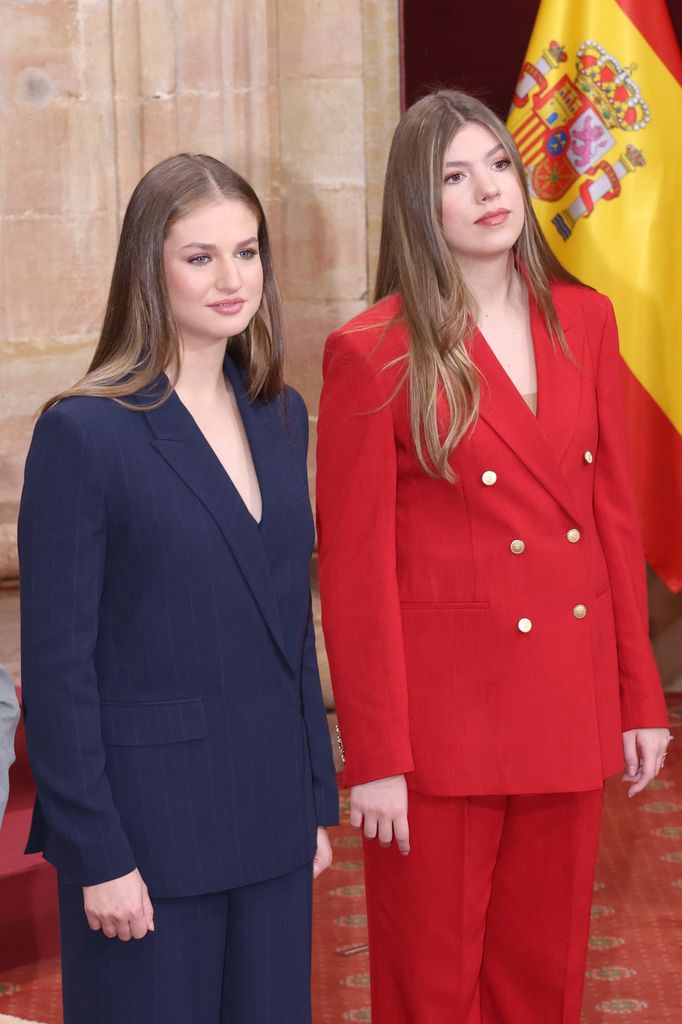 Princess Leonor and Infanta Sofia during the reception of the Princess of Asturias 2025 Laureates at the Hotel de la Reconquista