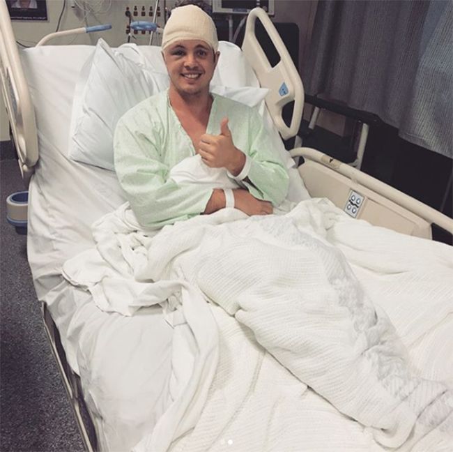 johnny ruffo in hospital brain tumour instagram