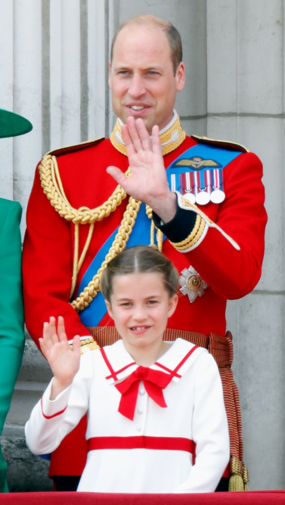 Princess Charlotte and Prince William waving in 2023