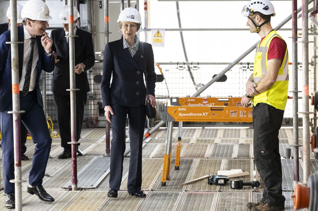 Princess Anne visits the HMS Victory in hard hat