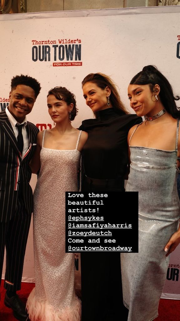 Katie Holmes poses with Zoey Deutch and her Our Town costars