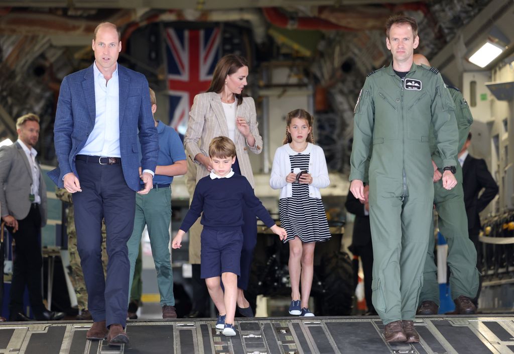 The Prince and Princess of Wales Visit The Air Tattoo with Louis George and Charlotte