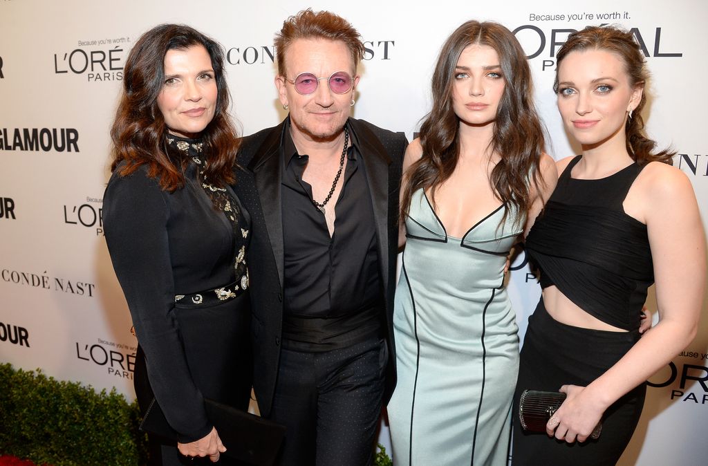 Alison Hewson, award winner Bono, actress Eve Hewson and Jordan Hewson attend the Glamour Women Of The Year 2016 Awards on November 14, 2016 at NeueHouse Hollywood in Los Angeles, California