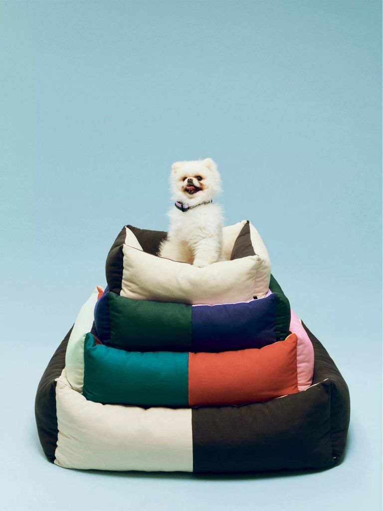 Colour-Block Woven Medium Dog Bed