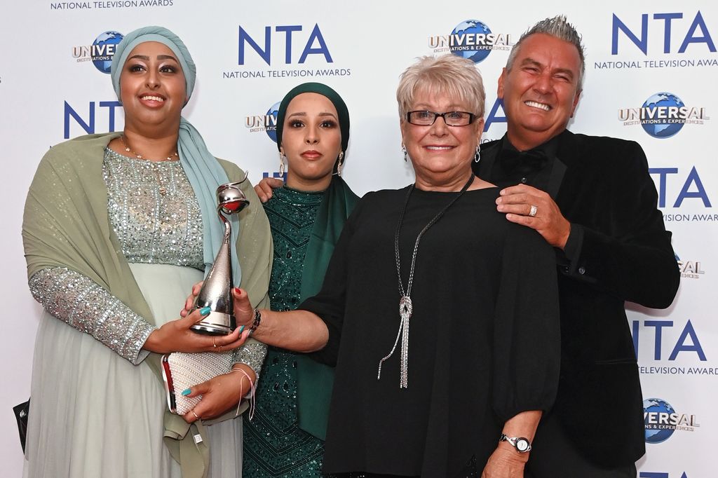 Amira Rota, Amani Rota, Jenny Newby and Lee Riley, accepting The Bruce Forsyth Entertainment Award on behalf of "Gogglebox"