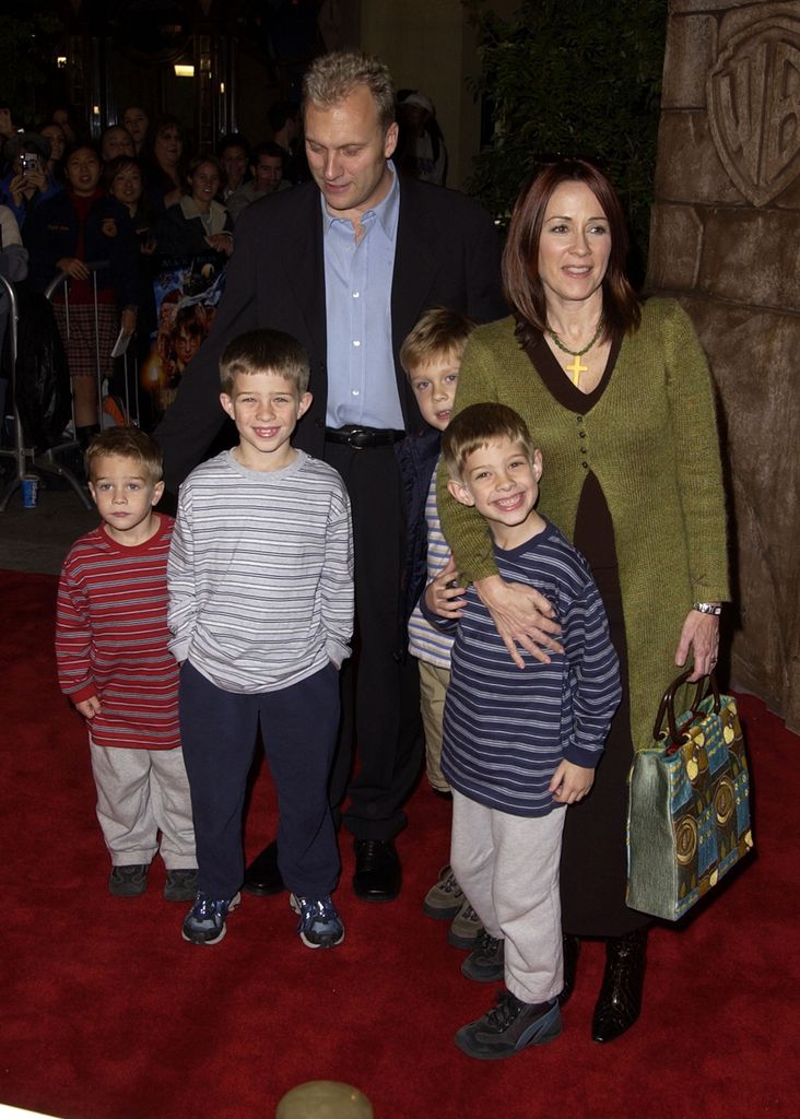 Patricia Heaton, husband David Hunt and sons at the Harry Potter premiere in 2001
