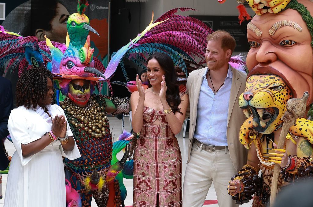 Prince Harry and Meghan Markle during their ongoing tour of Colombia