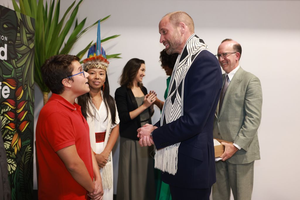 At the United for Wildlife Summit, the Prince wore a scarf that was given to him by Vanda Witoto, Climate Activist & Indigenous Leader, from the Witoto people in the Brazilian Amazon. 

Vanda placed the scarf, which took over three hours to make, over William's head. Through a translator, she told him that it symbolised food and health.