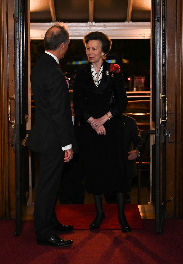 Princess Anne in a black dress at the Festival of Remembrance