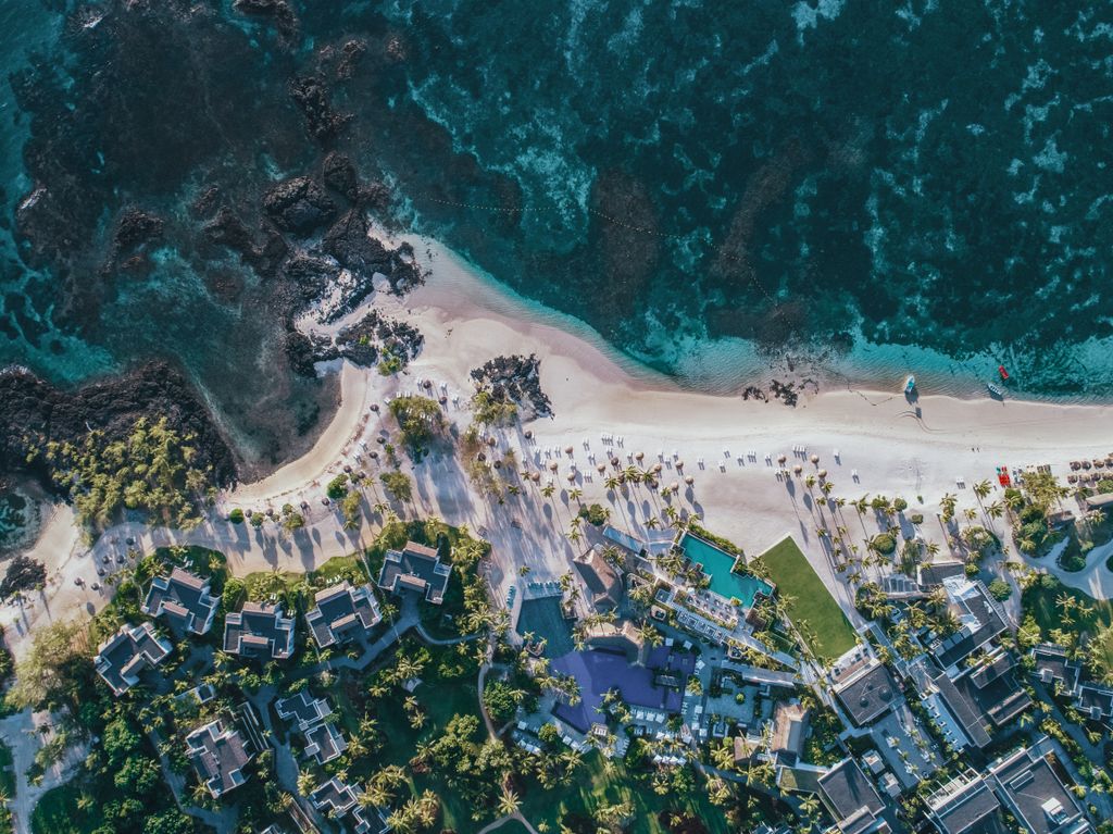 An aerial view of Long Beach, Mauritius