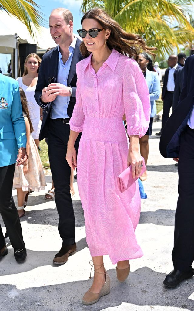Princess Kate wears Rixo's pink Izzy dress with Castañer wedges